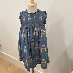 Pink Chicken Blue and White Floral Kids Dress